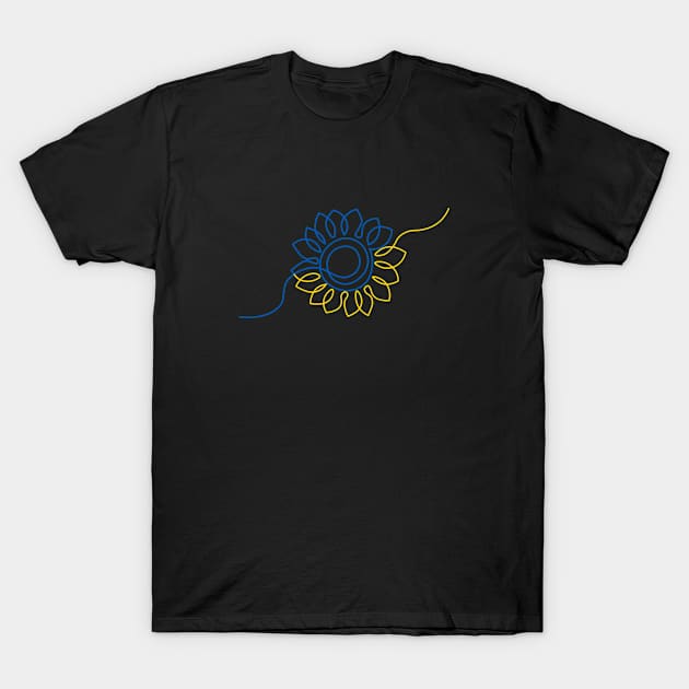 Support Ukraine. Sunflower. Blue and Yellow. T-Shirt by Olalart